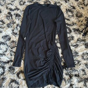 Revamped Black Long Sleeve Ruched Dress